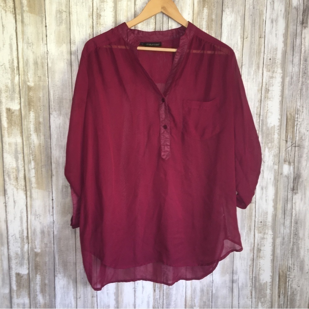 Maurices Maroon Sheer Blouse